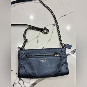 Coach Mickie Crossbody Bag in Pearlized denim blue leather